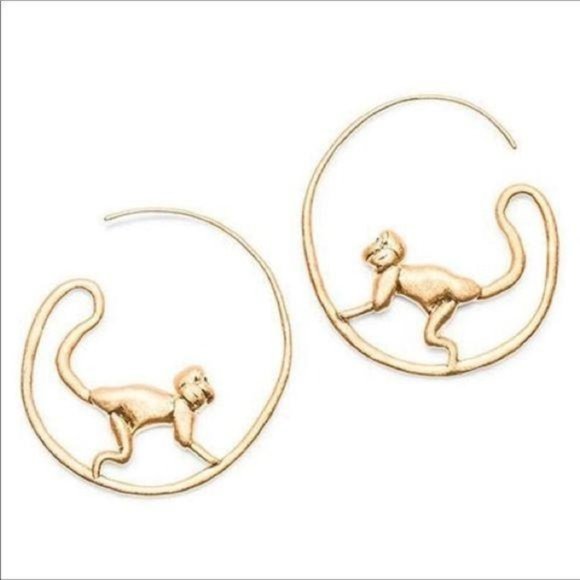 Tory Burch Jewelry - NWT Tory Burch Monkey Gold Hoop Earrings